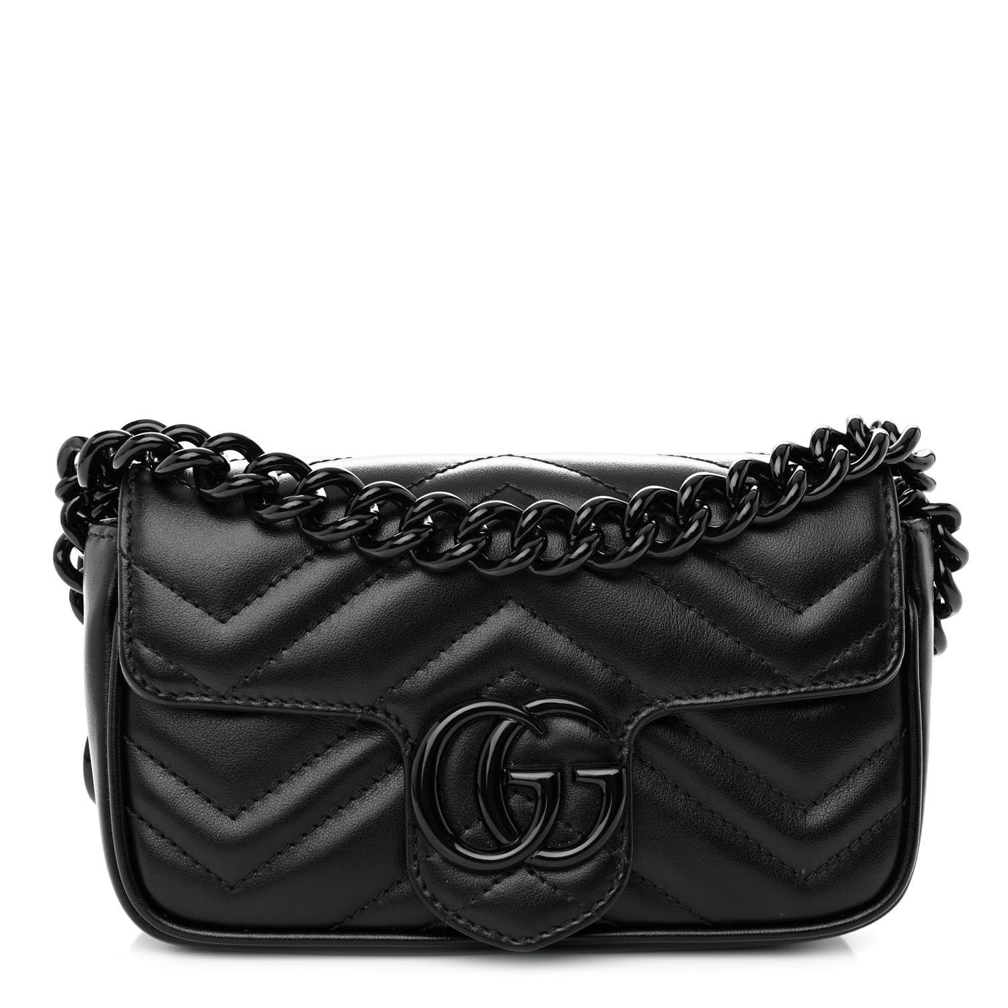 Calfskin Matelasse Monochrome GG Marmont Chain Belt Bag Black