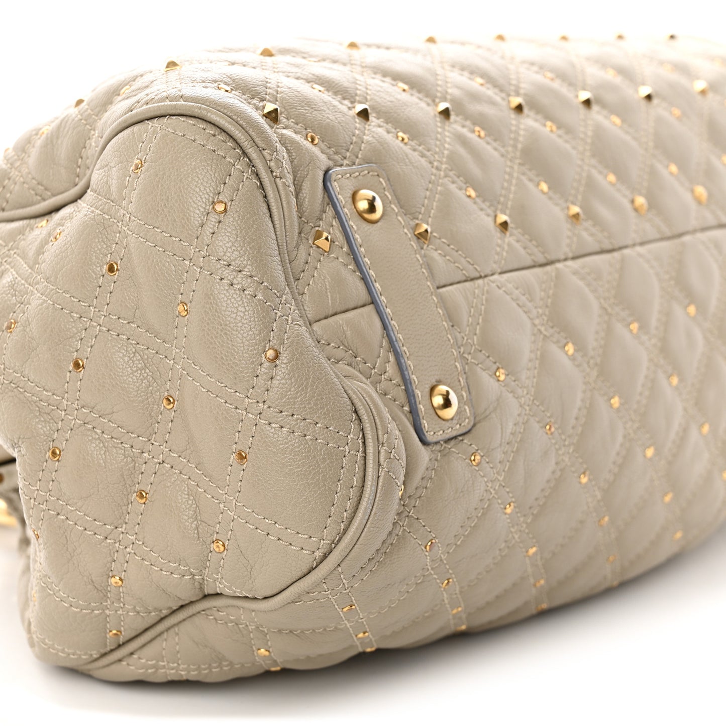 Calfskin Quilted Studded Stam Grey