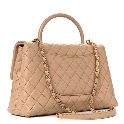 Chanel Caviar Quilted Medium Coco Handle Flap Beige 2 of 15