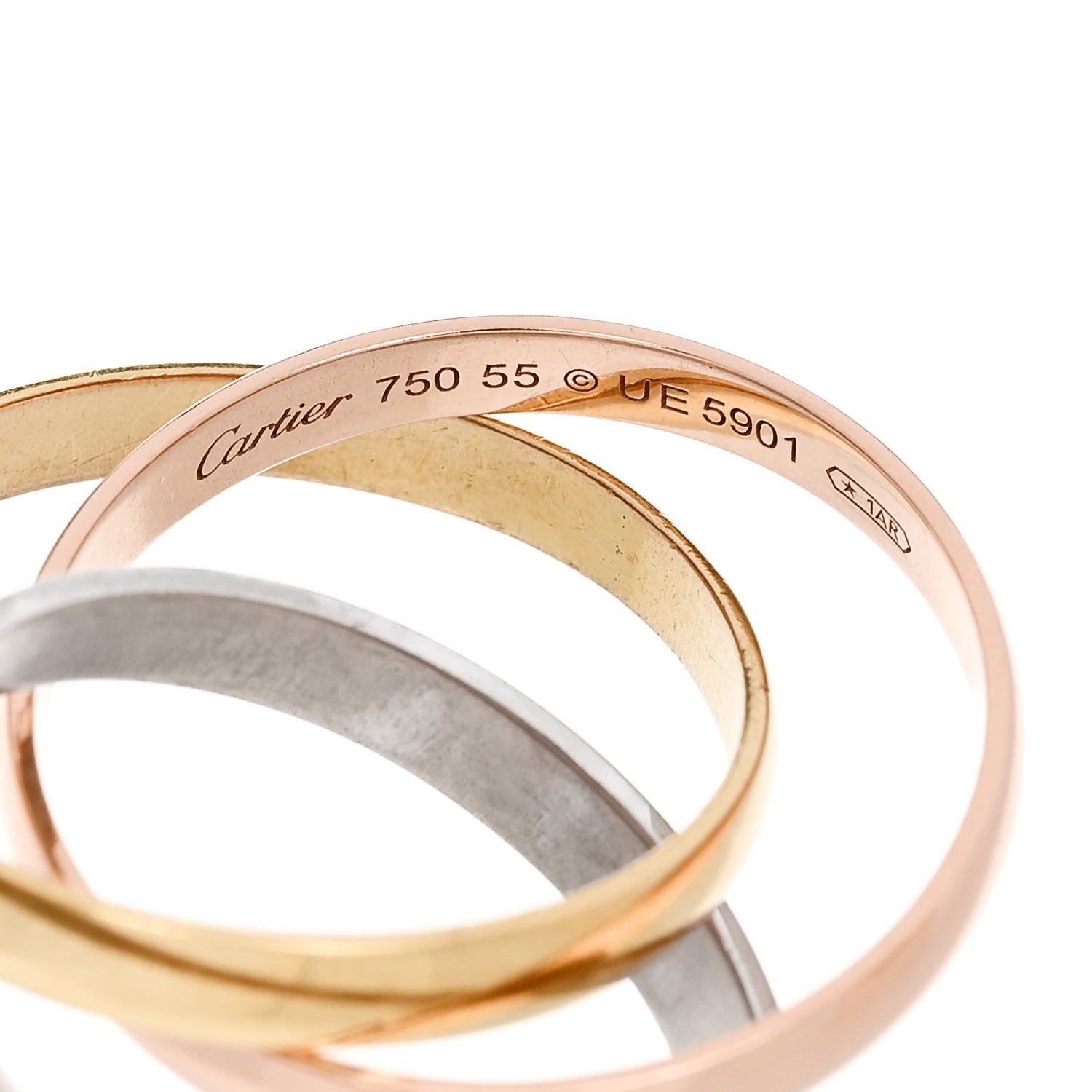 Cartier 18K White Yellow Pink Gold Diamond Small Trinity Paved Ring 55 7.25 4 of 5