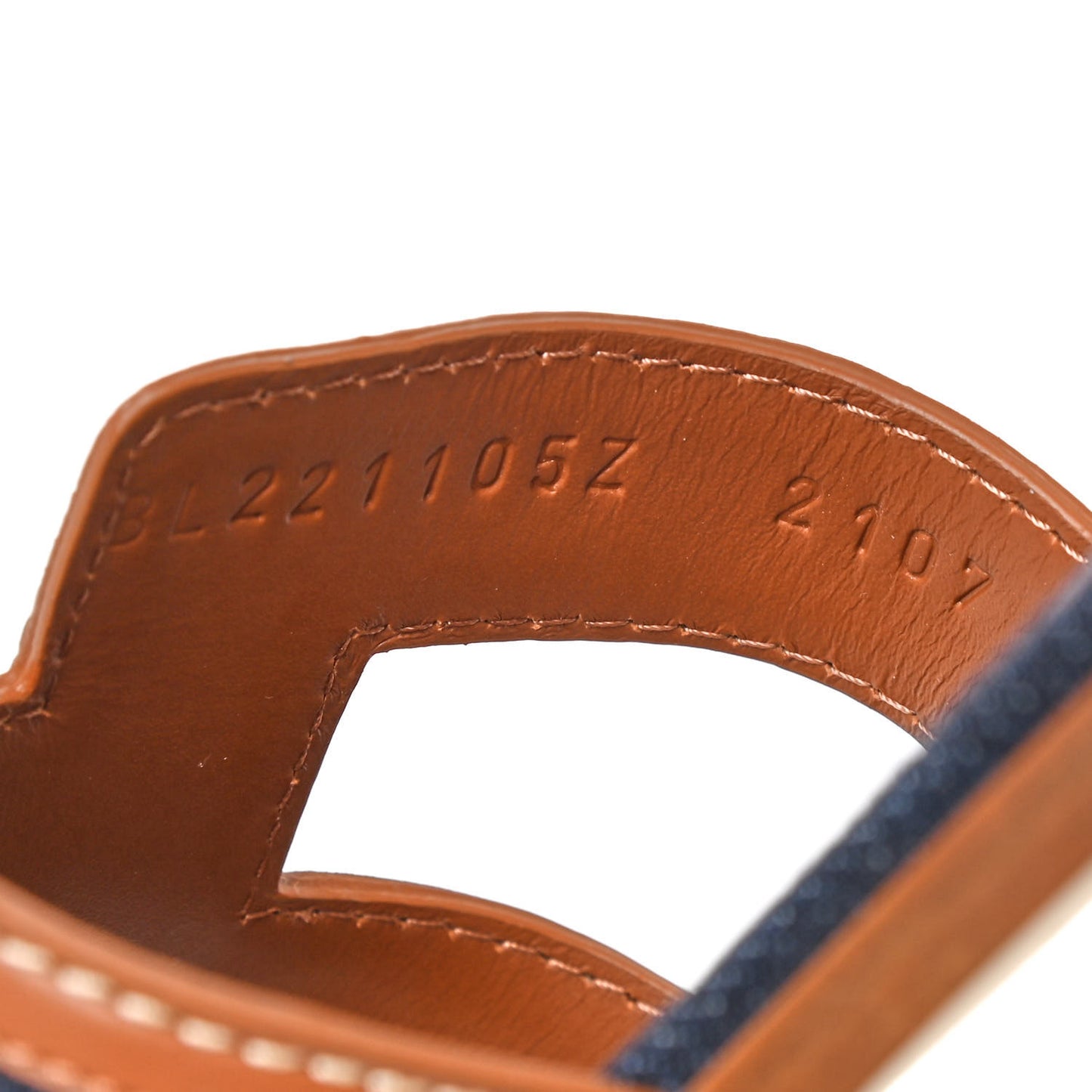 Calfskin Denim Oran Sandals 38.5 Bleu Brut Gold
