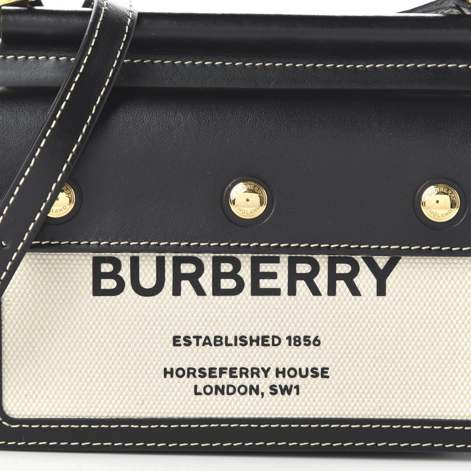 Burberry Smooth Calfskin Canvas Horseferry Print Mini Title Bag with Pocket Black 9 of 9