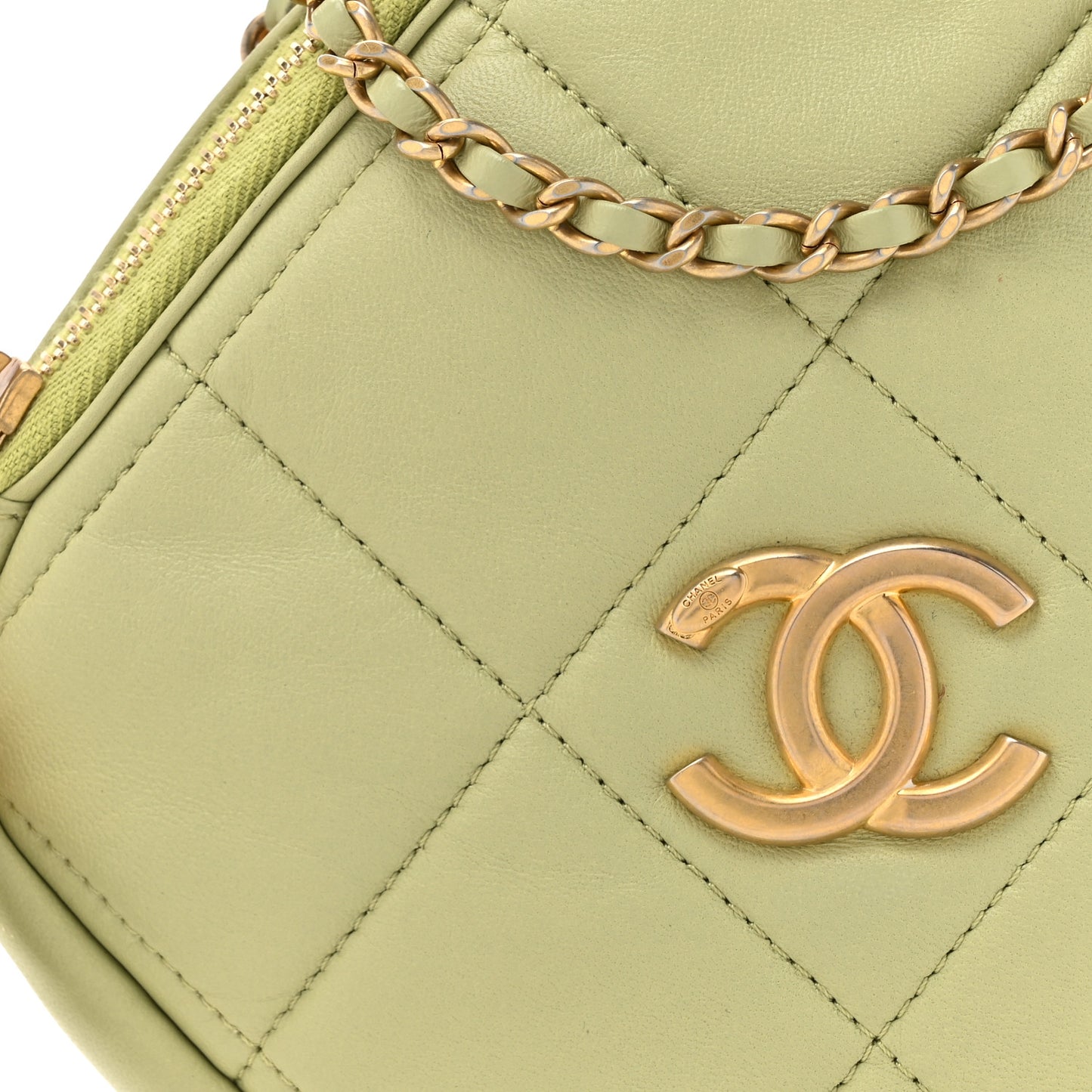 Lambskin Quilted Diamond Clutch With Chain Light Green