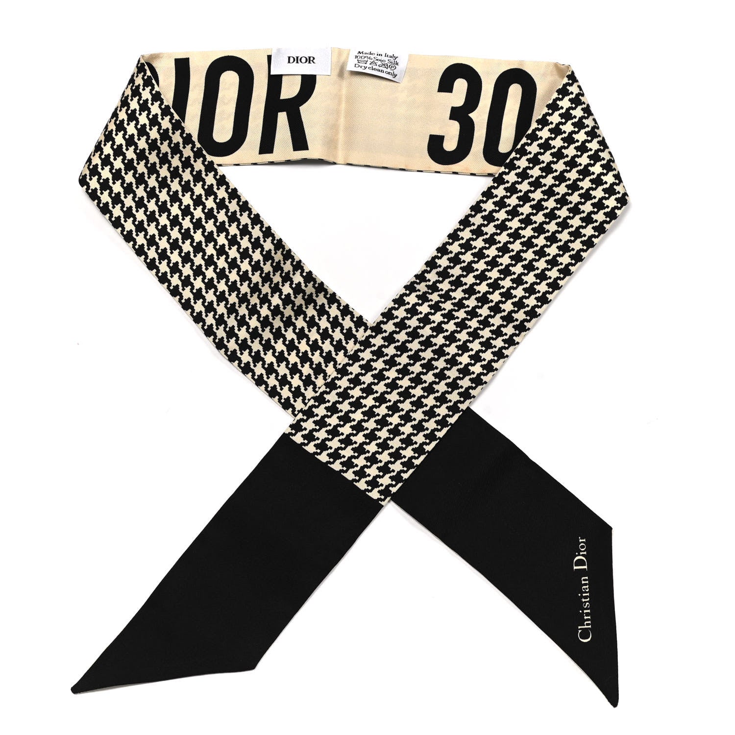 Christian Dior Silk 30 Montaigne Mitzah Scarf Black White 1 of 3
