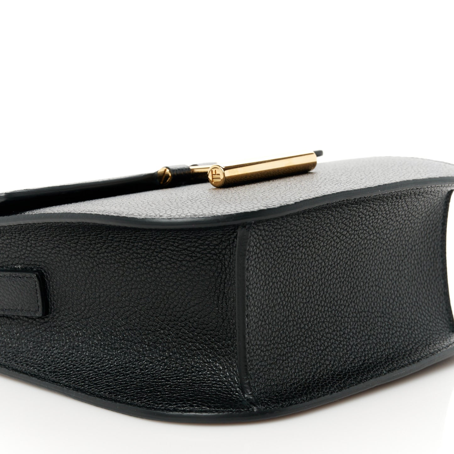Grained Calfskin Mini T Clasp Tara Crossbody Bag Black