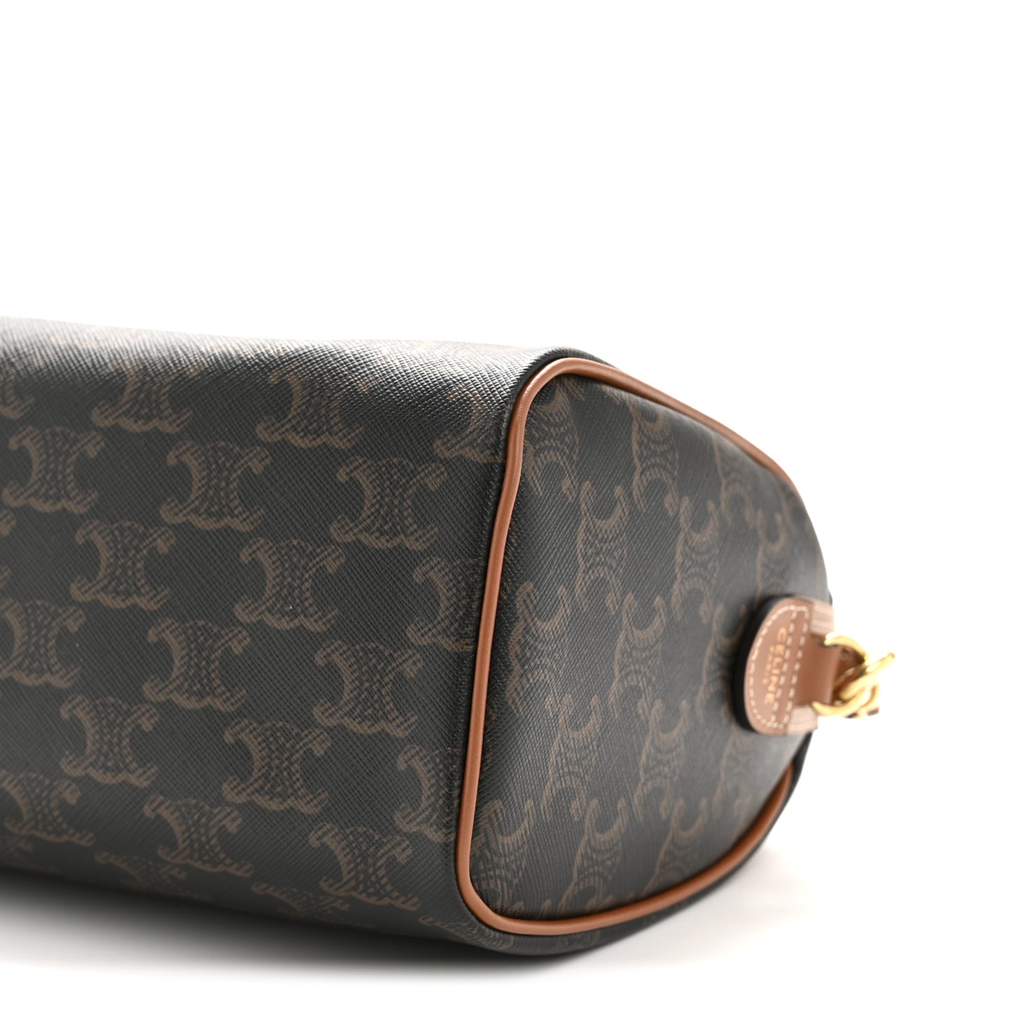 Triomphe Canvas Calfskin Small Boston Bag Tan
