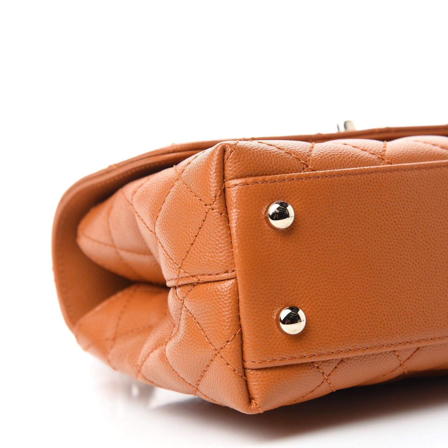 Caviar Quilted Mini Coco Handle Flap Light Brown