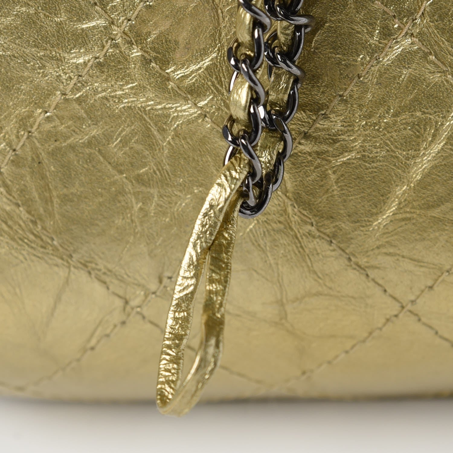 Chanel Metallic Aged Calfskin Quilted Small Gabrielle Bucket Gold 8 of 8