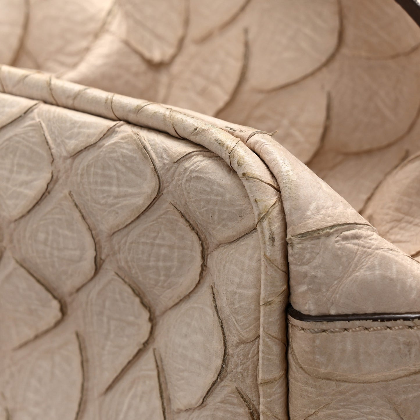 Silky Snake Print Oversized Alexa Pebbled Beige