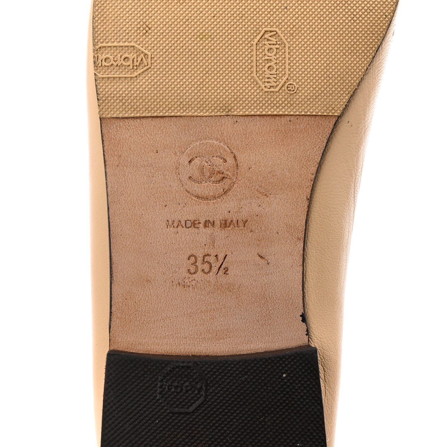Chanel Lambskin Cap Toe CC Ballerina Flats 35.5 Beige Black 15 of 24