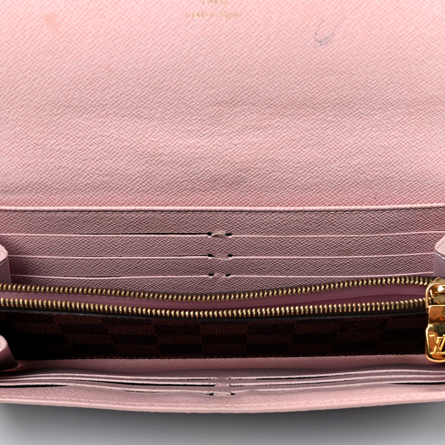 Louis Vuitton Damier Ebene Studded Sarah Wallet NM Rose Ballerine 4 of 5