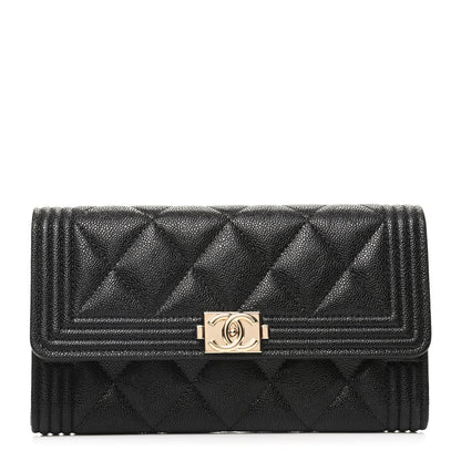 Chanel Caviar Quilted Medium Boy Flap Wallet Black 1 of 8