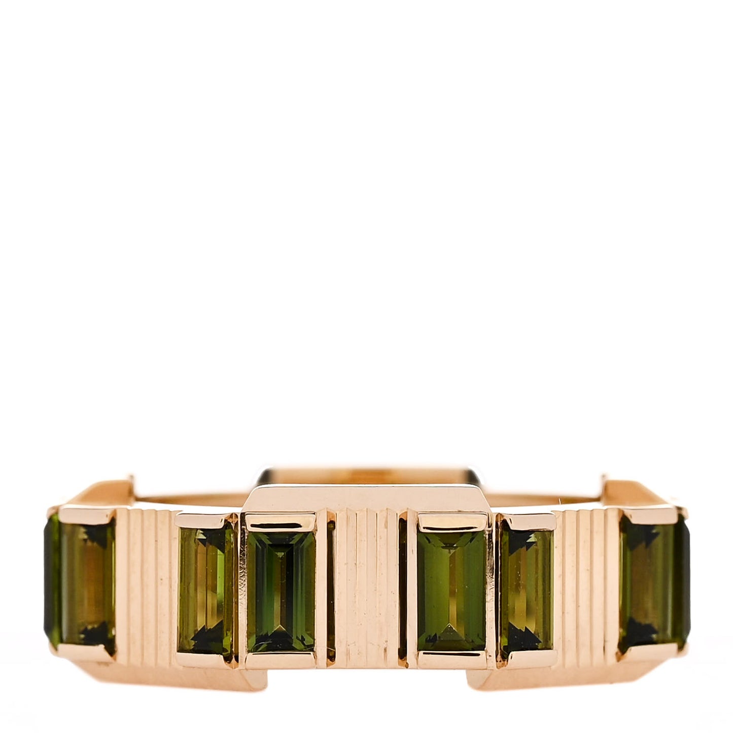 18K Yellow Gold Green Tourmaline 7mm Link to Love Ring 47 4.25