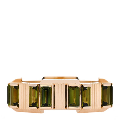 Gucci 18K Yellow Gold Green Tourmaline 7mm Link to Love Ring 47 4.25 3 of 5