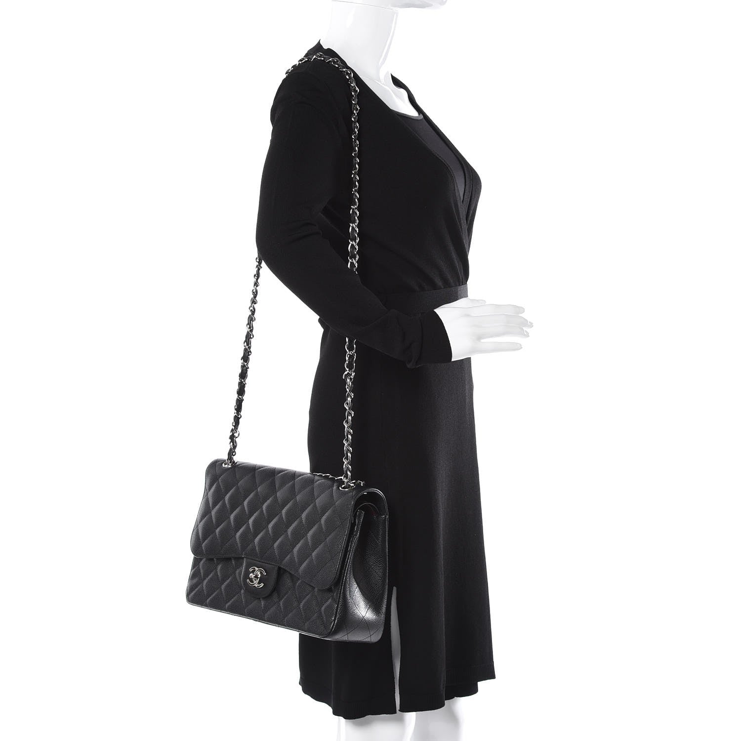 Chanel Caviar Quilted Jumbo Double Flap Black 3 of 8