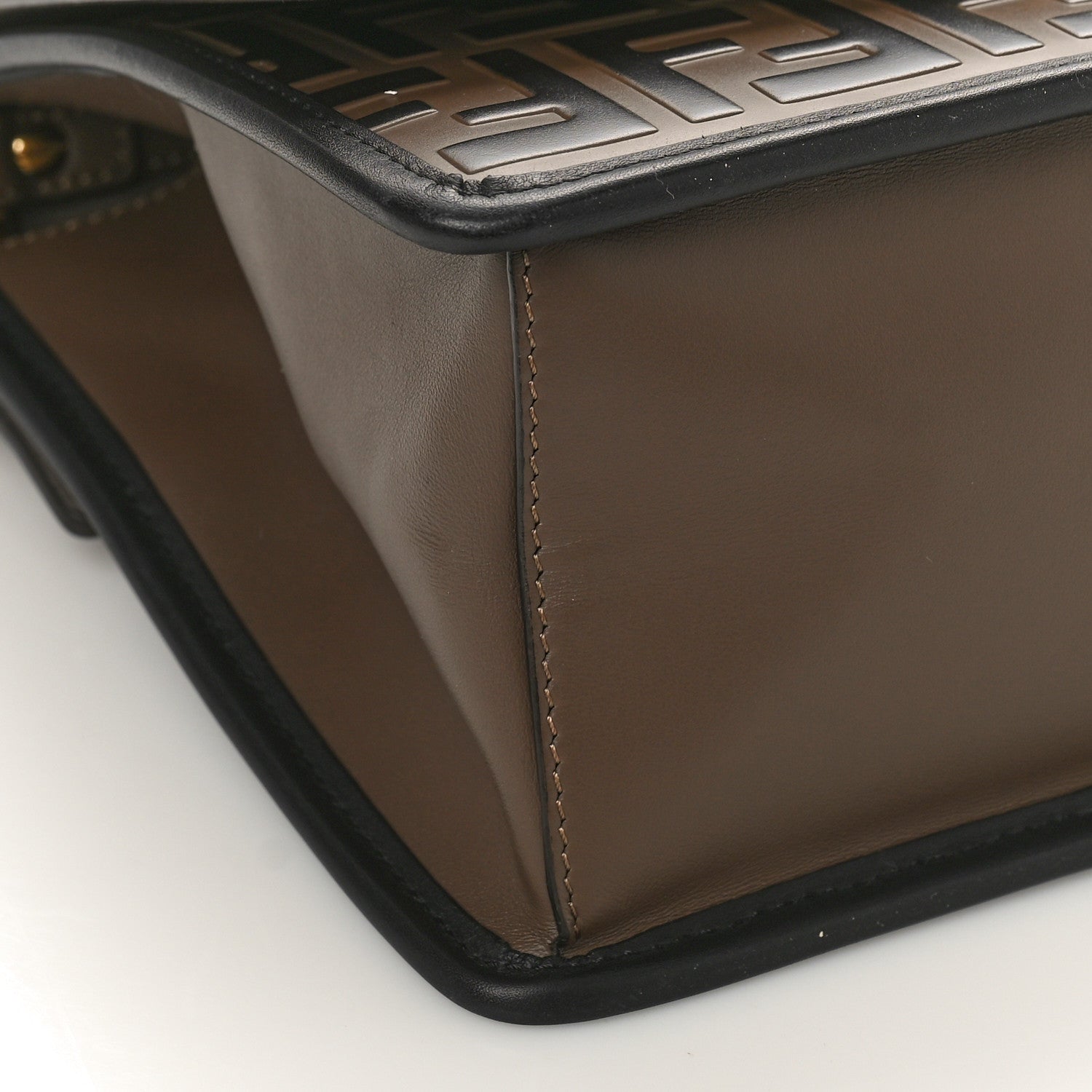Fendi Vitello Century F is Fendi Bi-Color FF 1974 Embossed Kan I Shoulder Bag Maya Black 7 of 9
