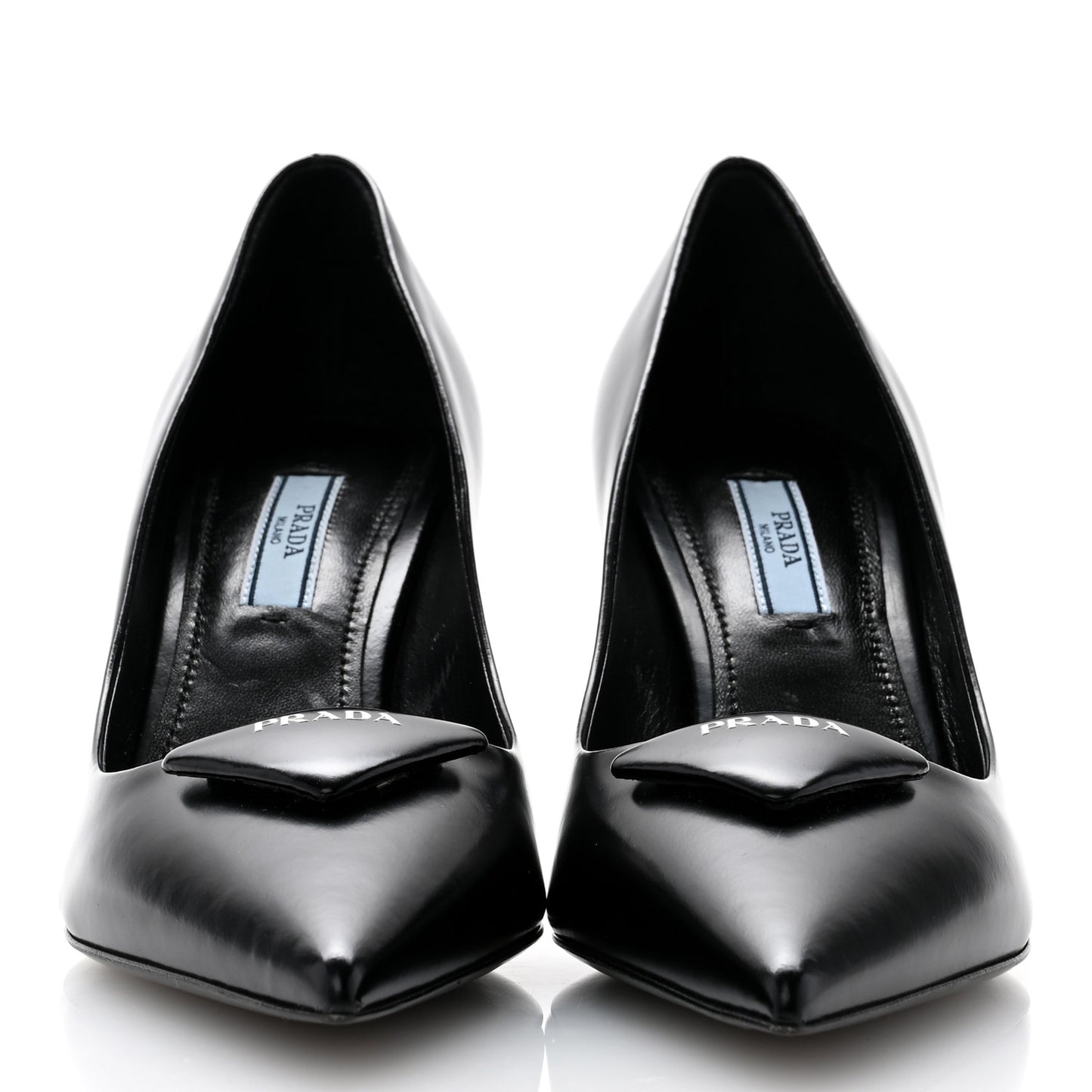 Spazzolato Triangle Logo Pointed Toe 75mm Pumps 36.5 Black