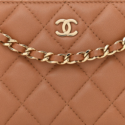 Chanel Lambskin Quilted Small Clutch With Chain Dark Beige 10 of 13