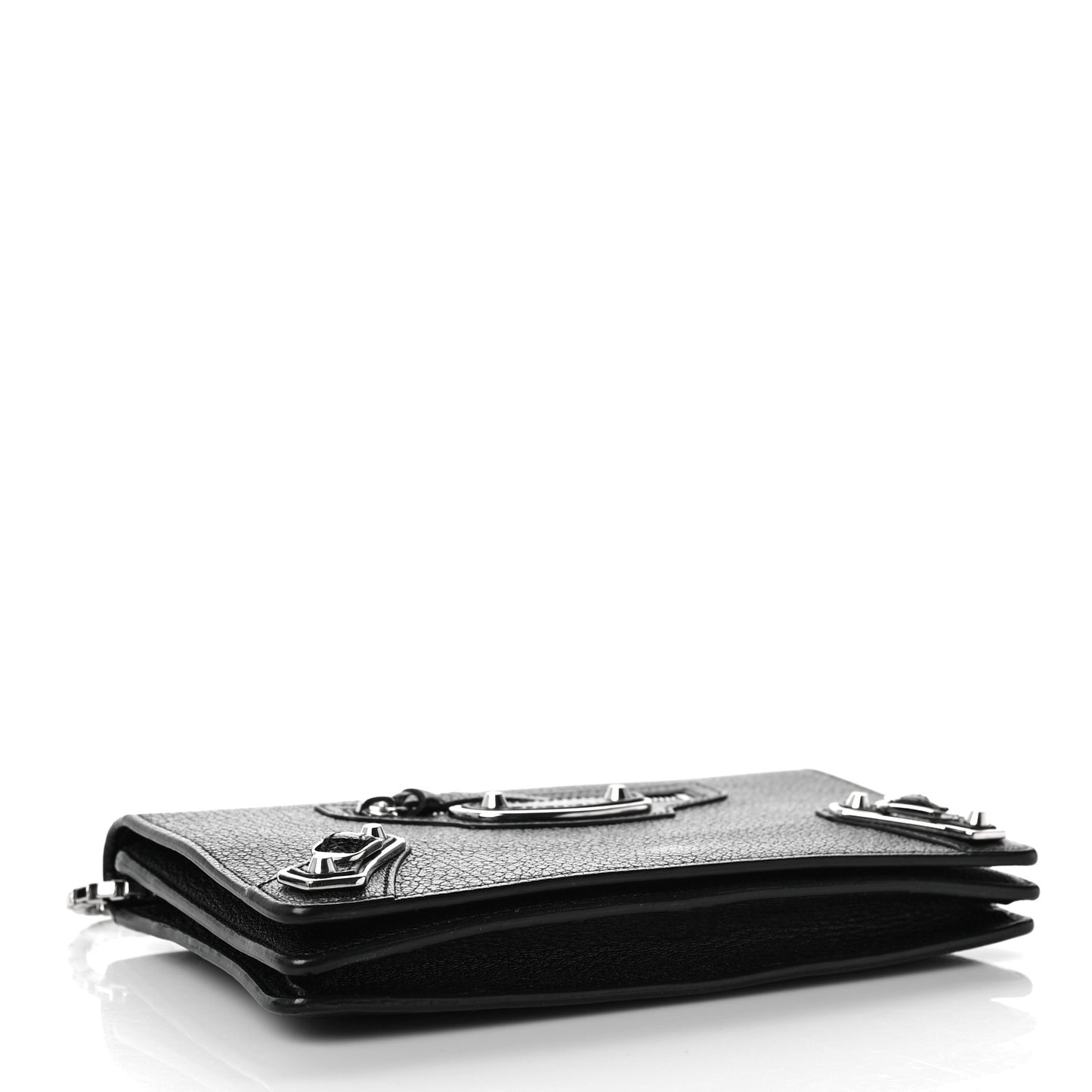 Agneau Silver Metallic Edge Hardware Wallet On Chain Black