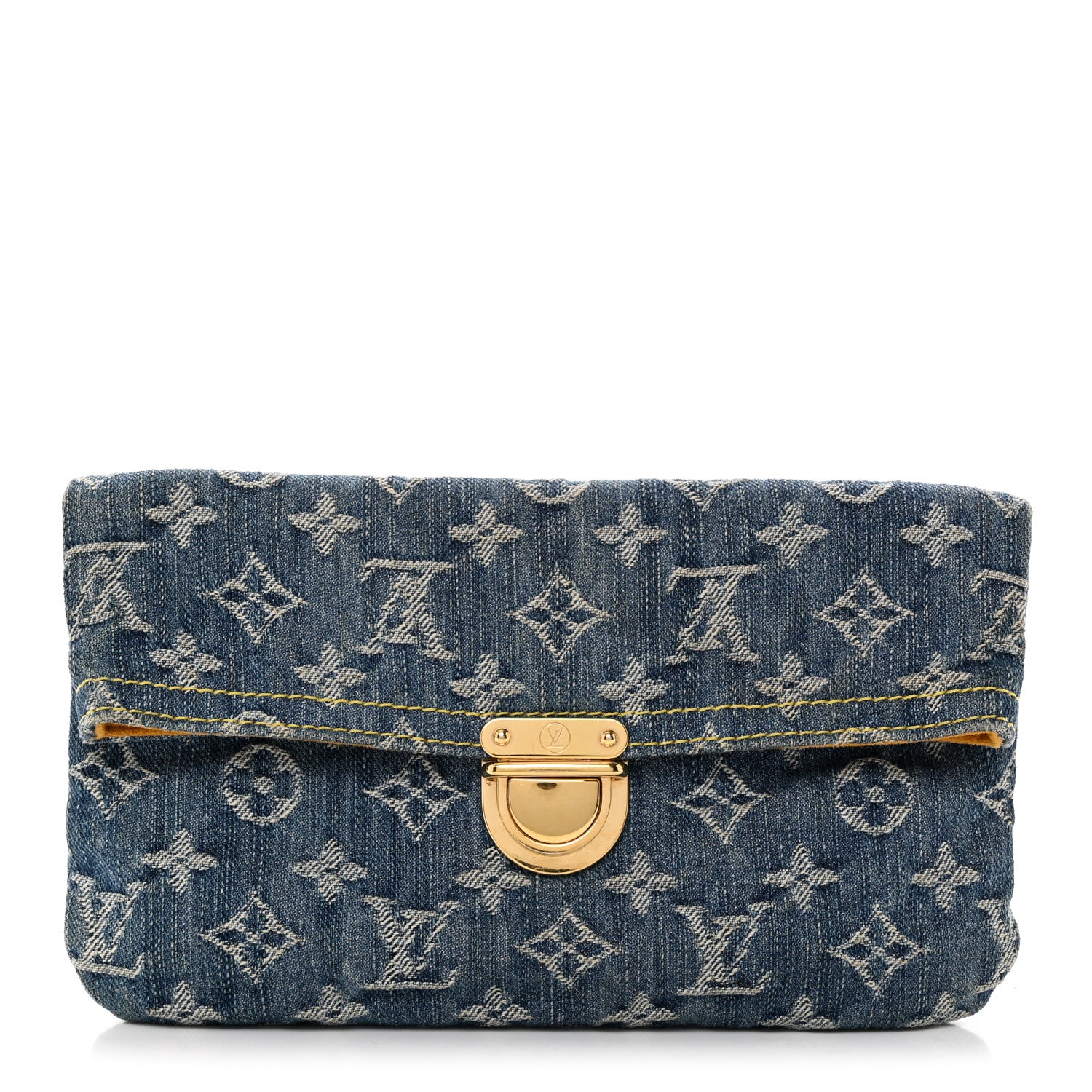 Louis Vuitton Monogram Denim Pochette Plat Clutch Blue 1 of 8
