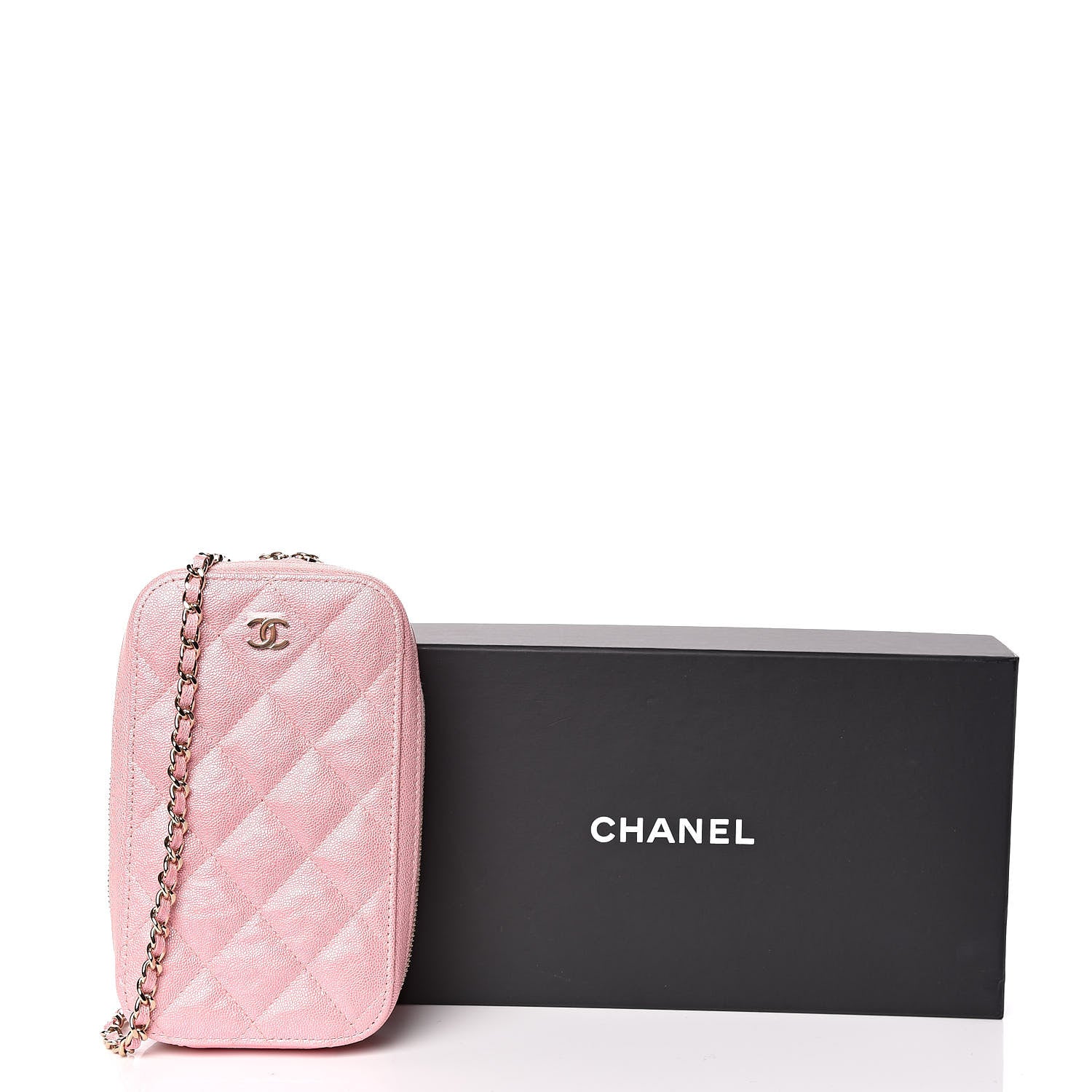 Chanel Iridescent Caviar Quilted Classic Clutch With Chain Pink 10 of 10