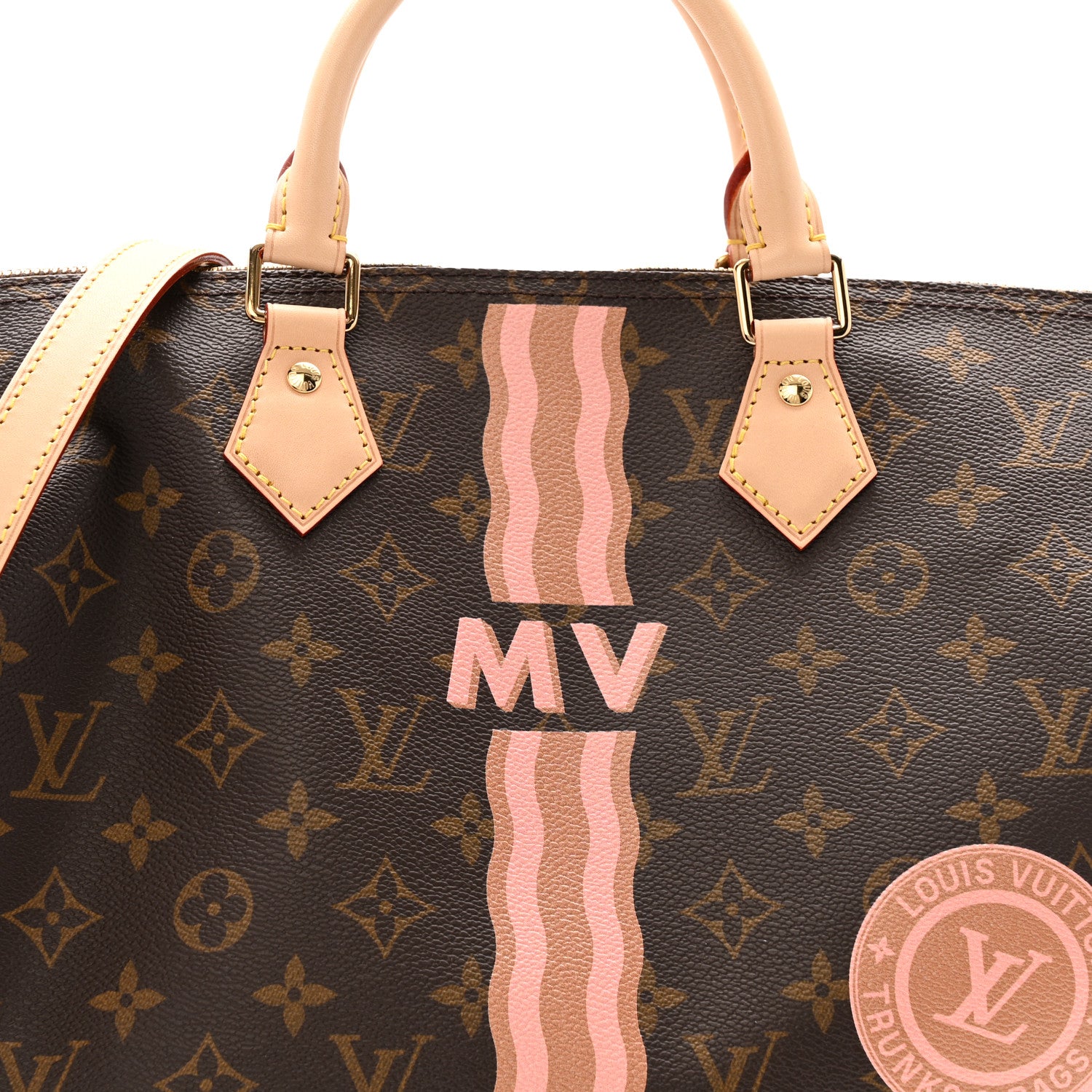 Louis Vuitton Mon Monogram Speedy Bandouliere 35 Light Pink Camel 7 of 9