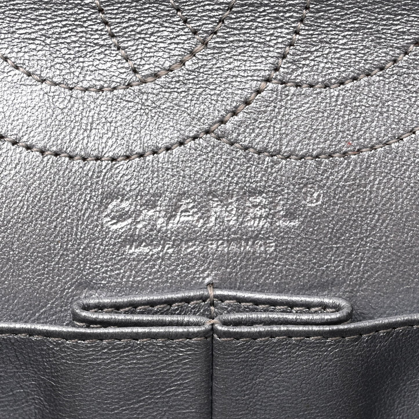 Metallic Calfskin Striped 2.55 Reissue Flap Silver