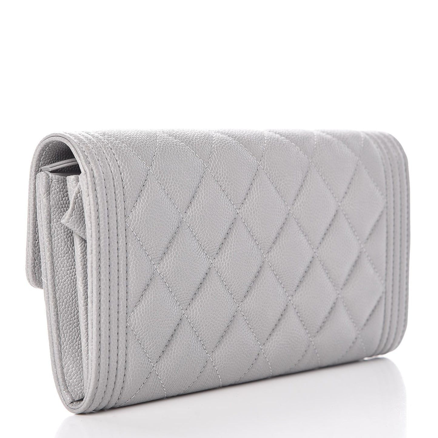 Caviar Quilted Boy Flap Wallet Grey