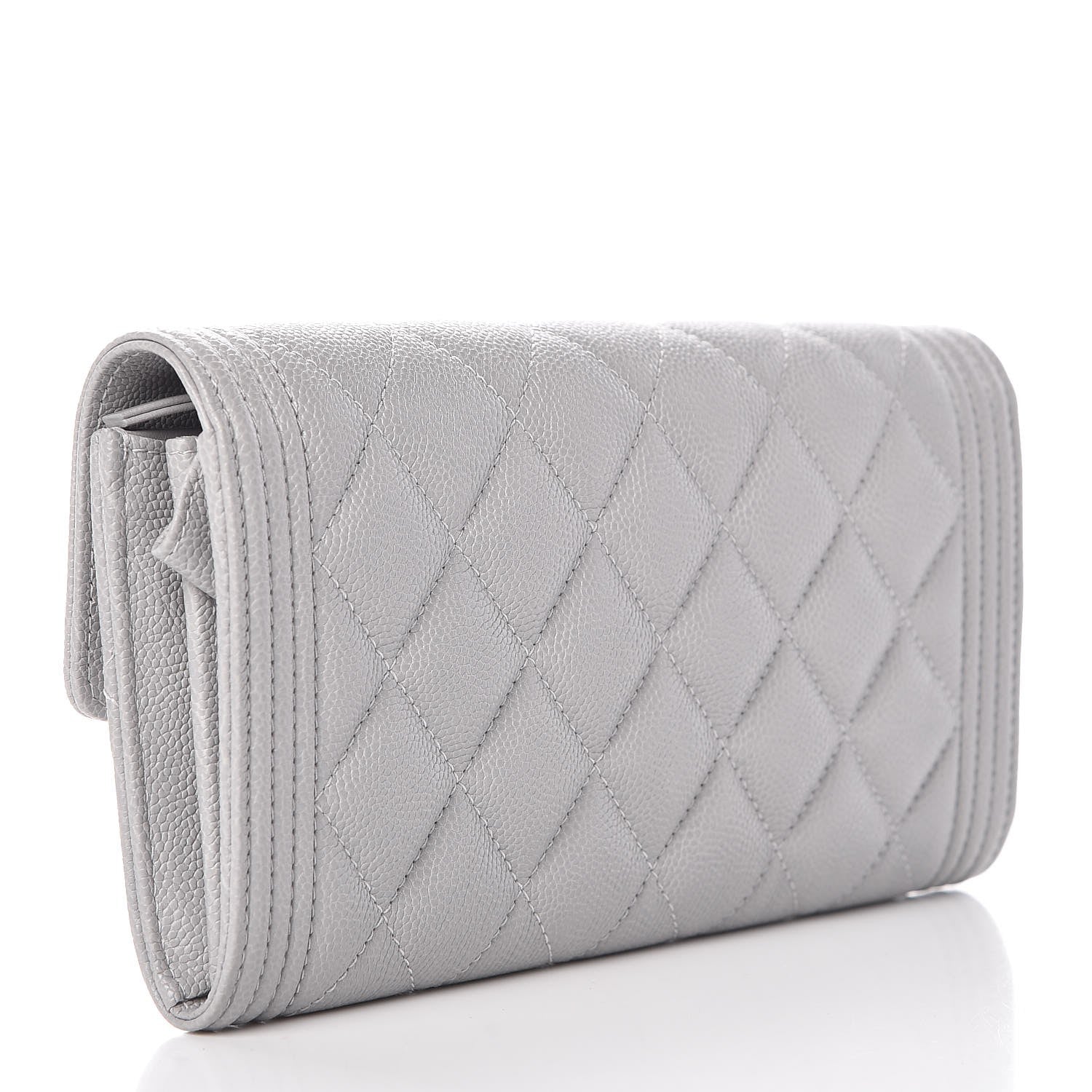 Chanel Caviar Quilted Boy Flap Wallet Grey 3 of 10
