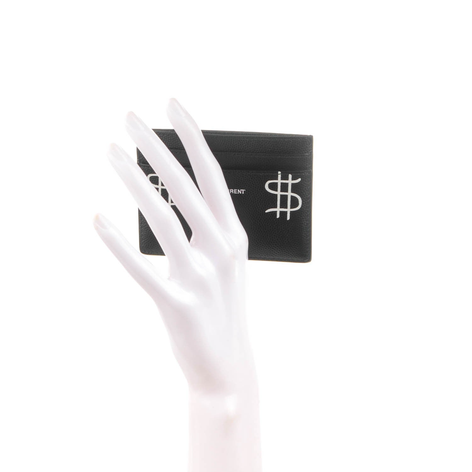 Saint Laurent Grain de Poudre Dollar Print Card Holder Black 2 of 7