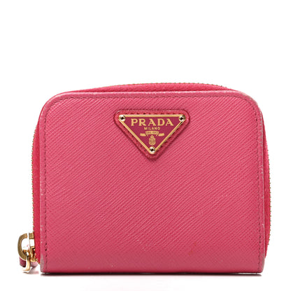 Prada Saffiano Metal Zip Coin Purse Peonia 1 of 10