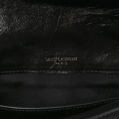 Saint Laurent Crinkled Calfskin Matelasse Monogram Baby Niki Chain Satchel Black 6 of 10