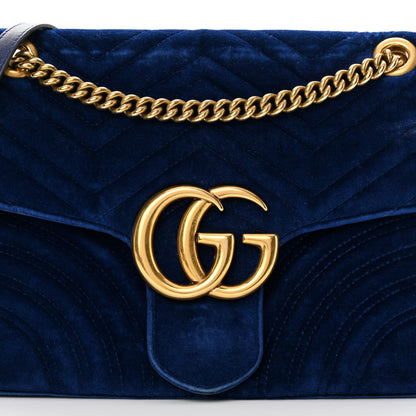 Gucci Velvet Matelasse Medium GG Marmont Shoulder Bag Cobalt Blue 8 of 23