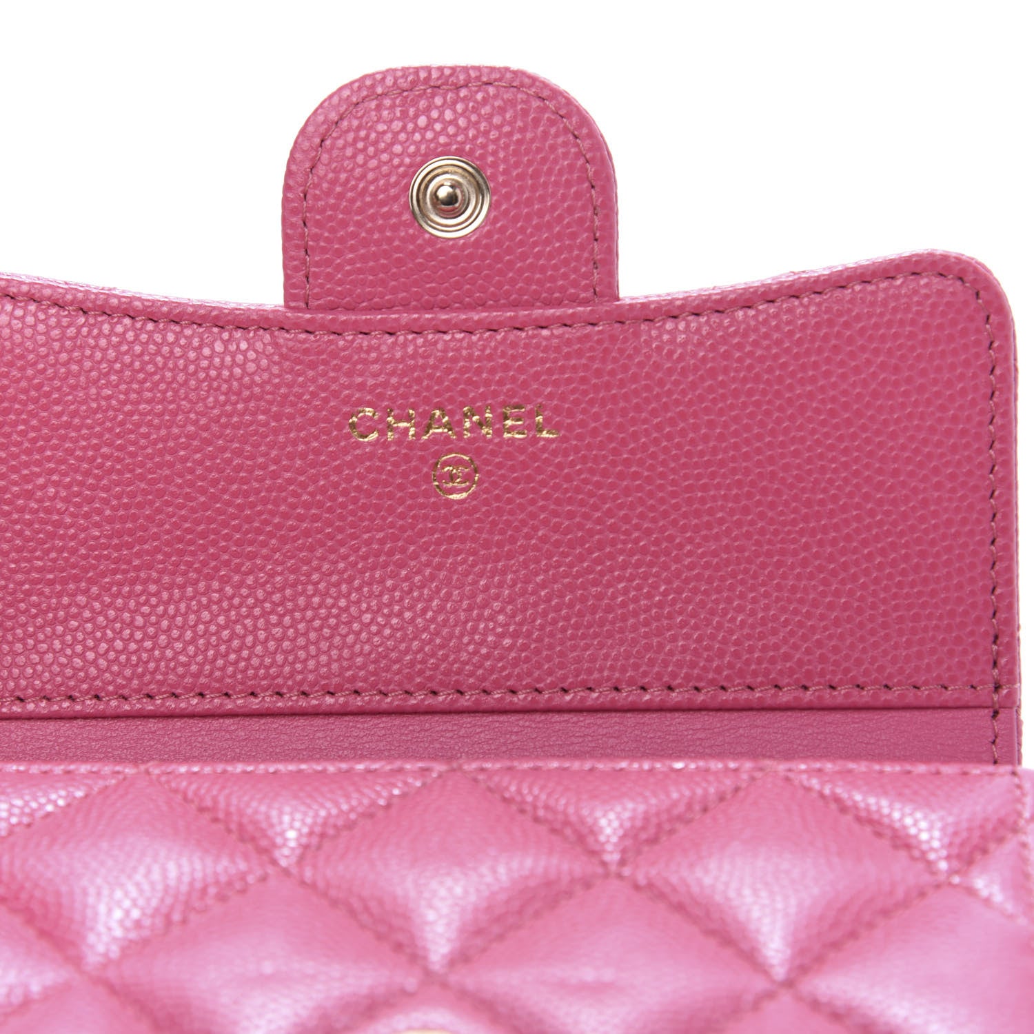 Chanel Caviar Quilted Compact Flap Wallet Pink 8 of 9