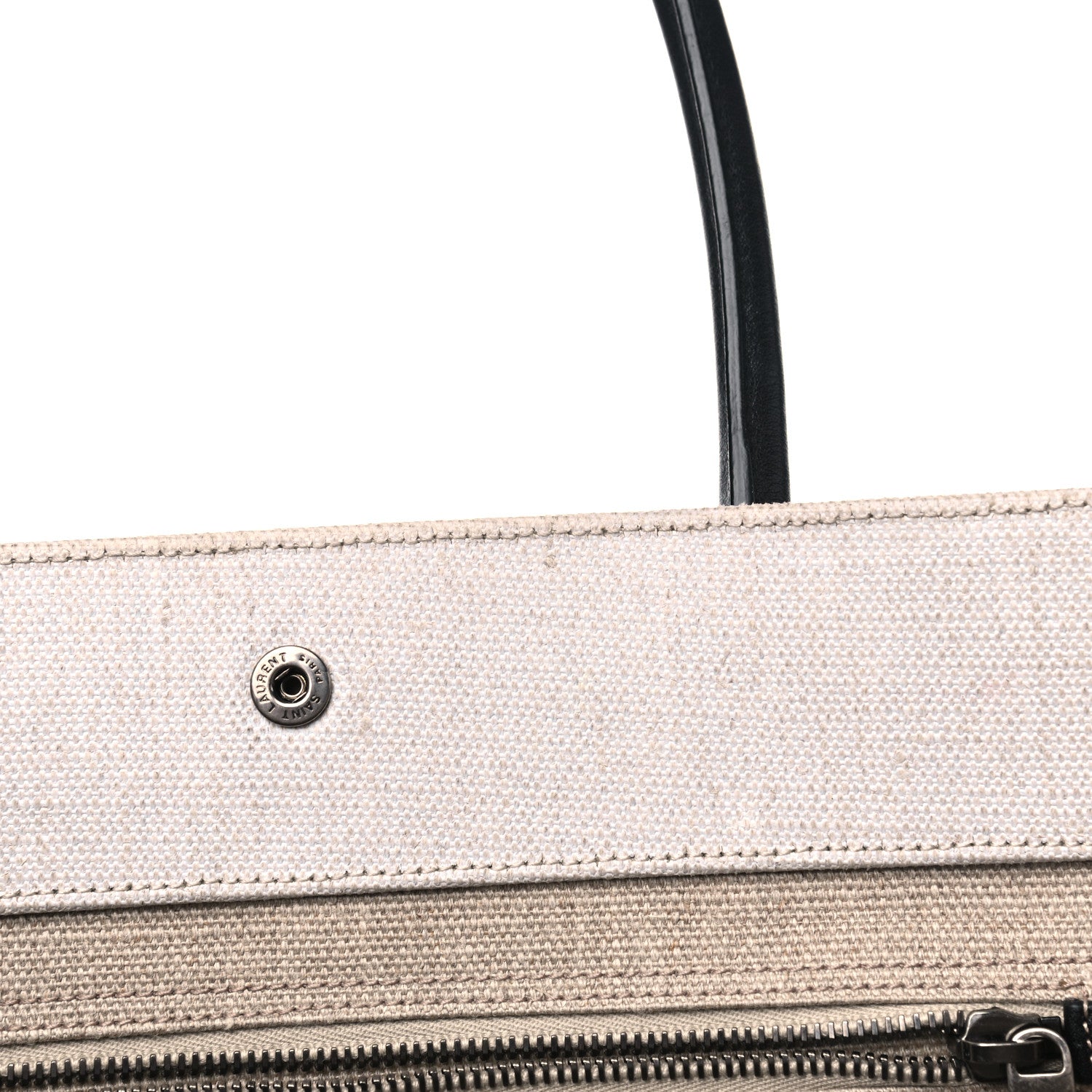 Saint Laurent Linen Calfskin Rive Gauche Tote Optic White 6 of 10