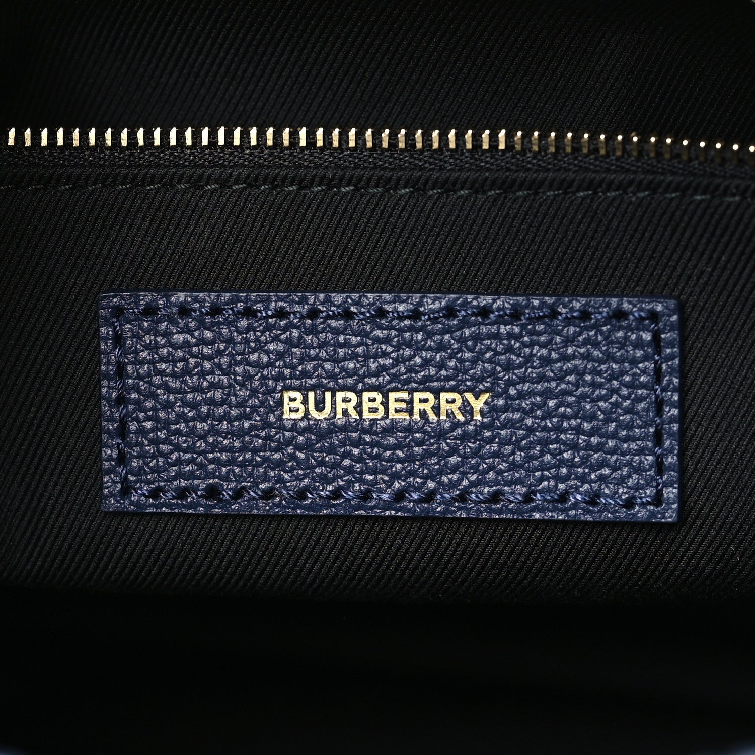 Burberry Derby Calfskin Vintage Check Medium Banner Tote Regency Blue 6 of 8