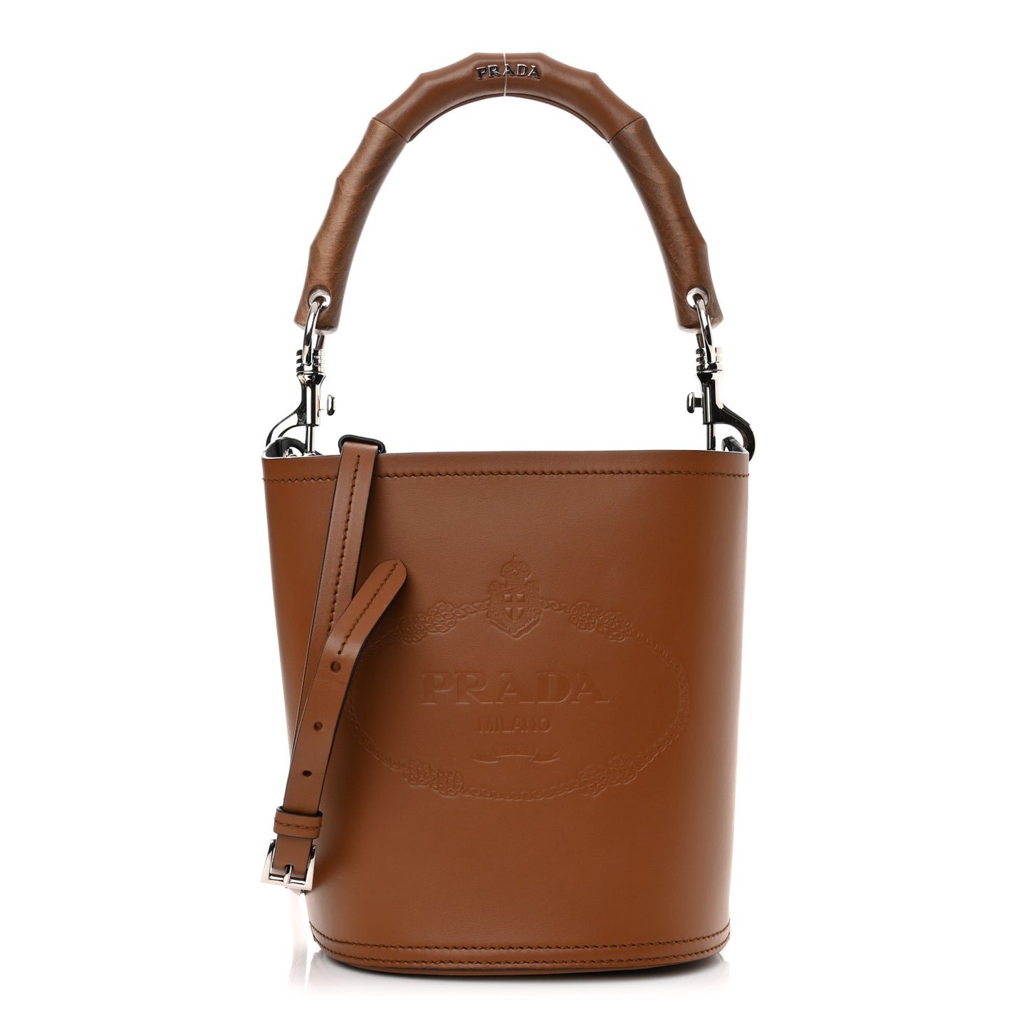 City Calfskin Tambour Bucket Bag Cognac Black