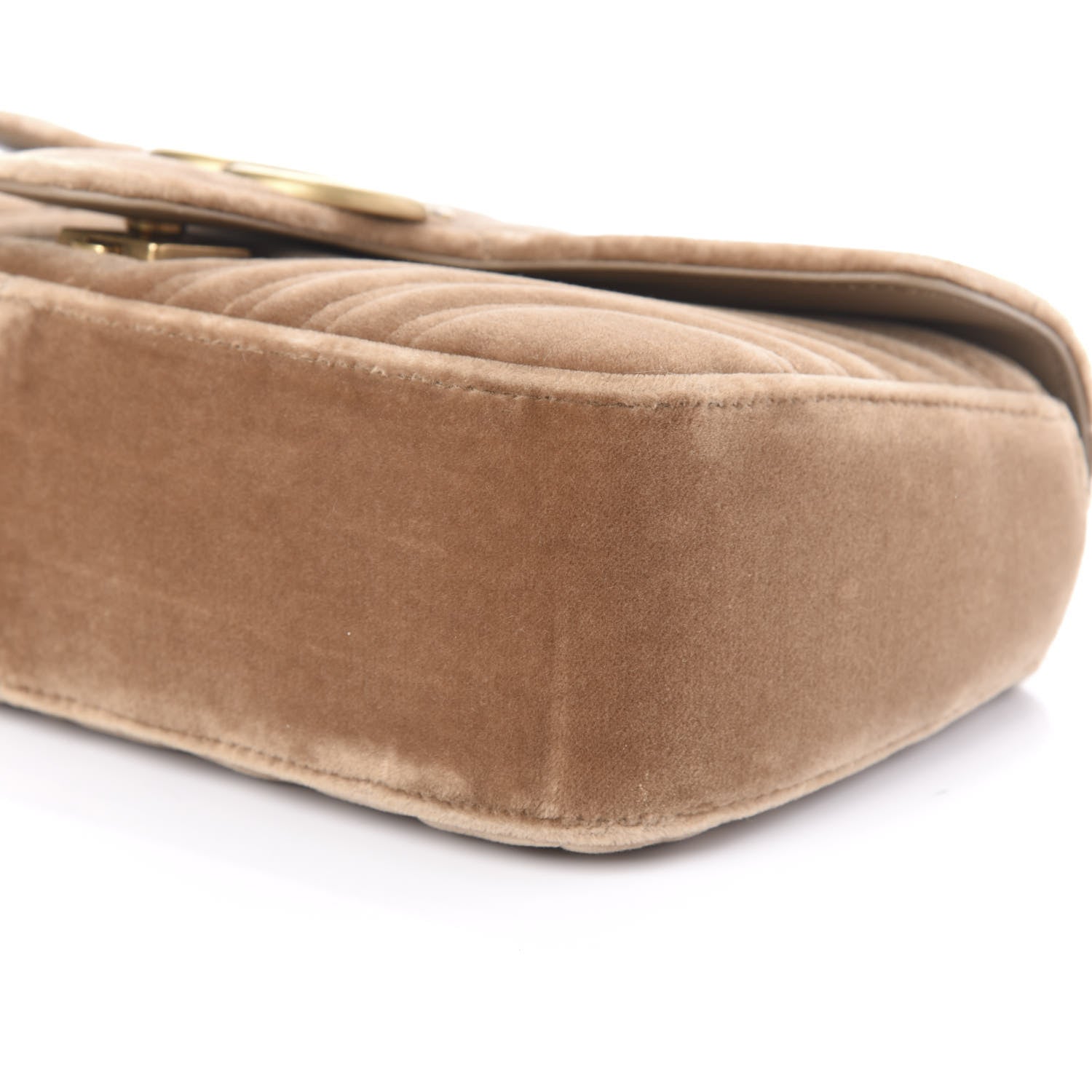 Gucci Velvet Matelasse Small GG Marmont Shoulder Bag Taupe 7 of 11