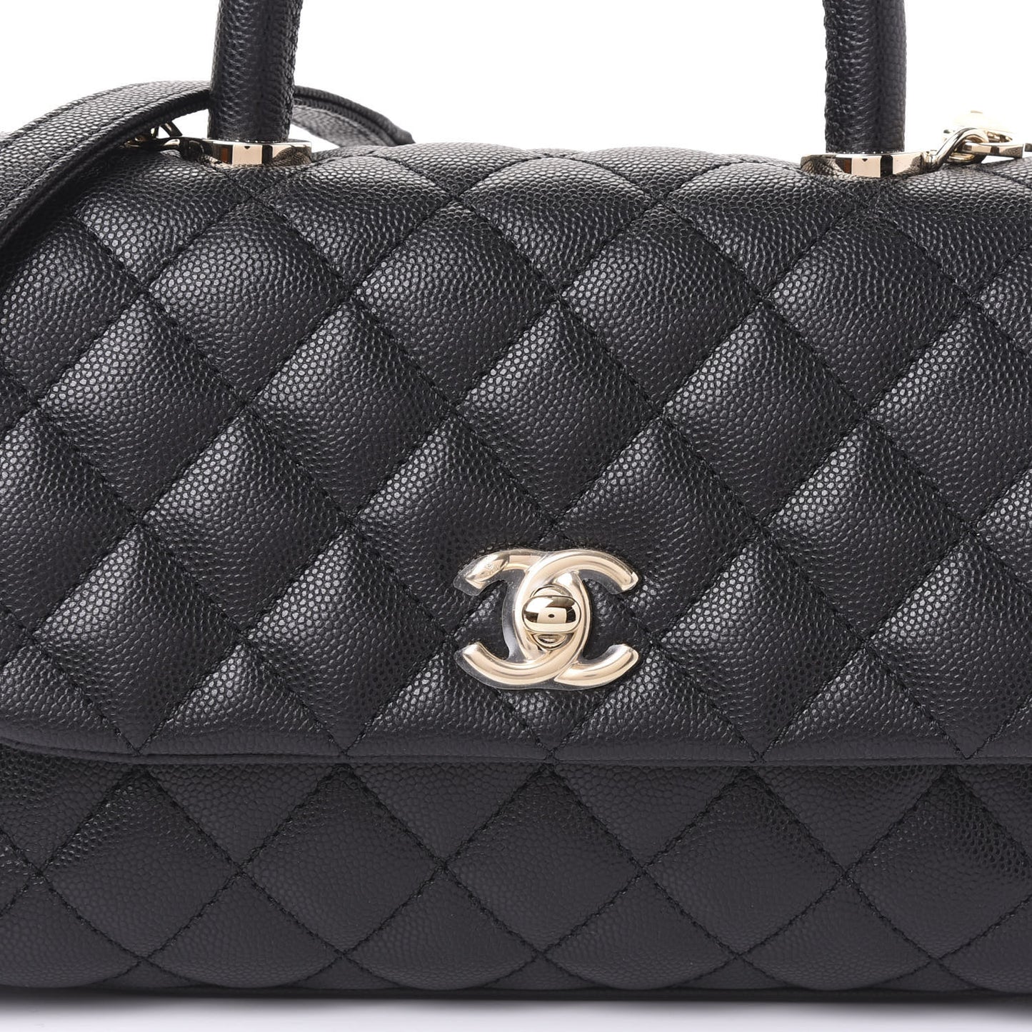 Caviar Quilted Mini Coco Handle Flap Black