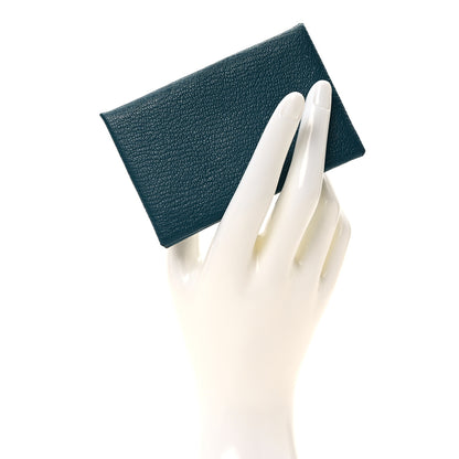 Hermes Chevre Mysore Calvi Card Case Vert Bosphore 2 of 6