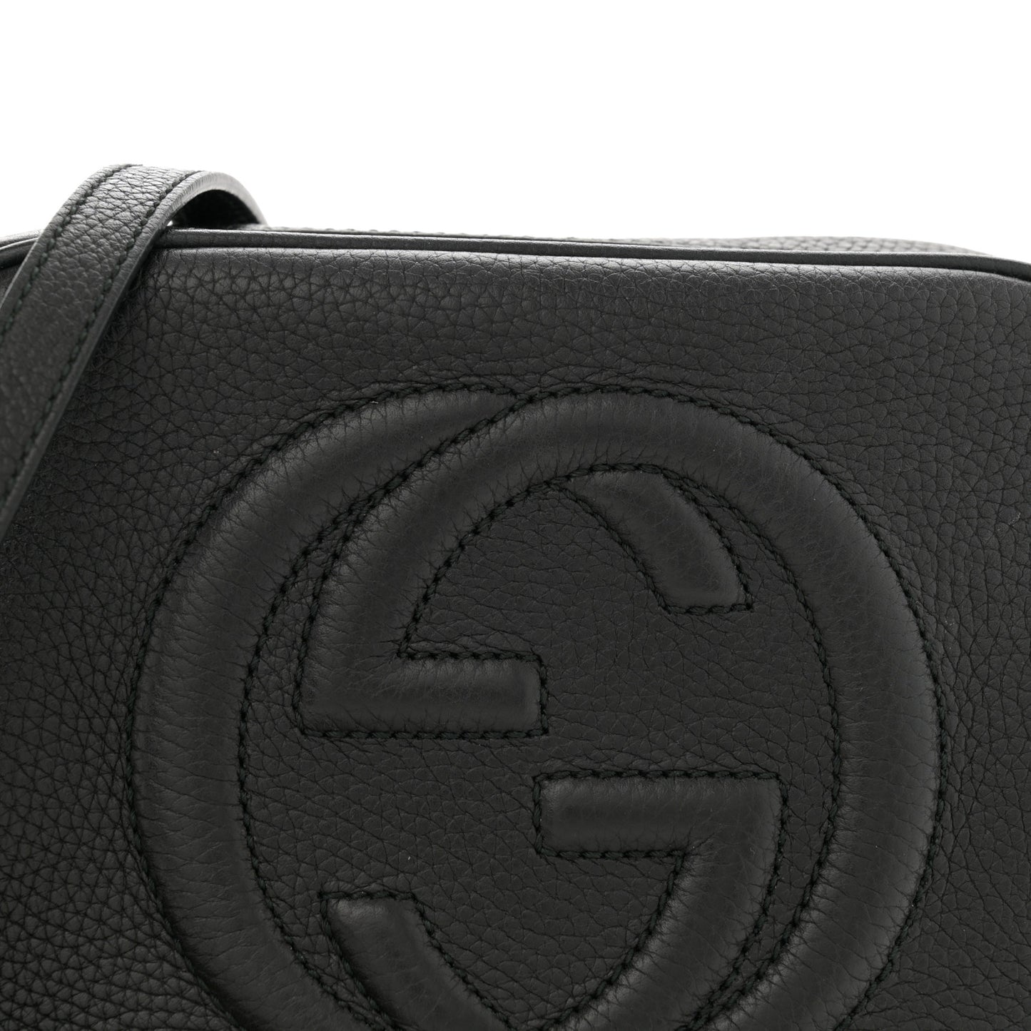 Pebbled Calfskin Small Soho Disco Bag Black