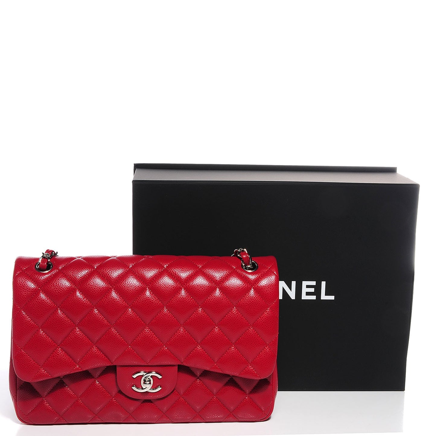 Caviar Jumbo Double Flap Red