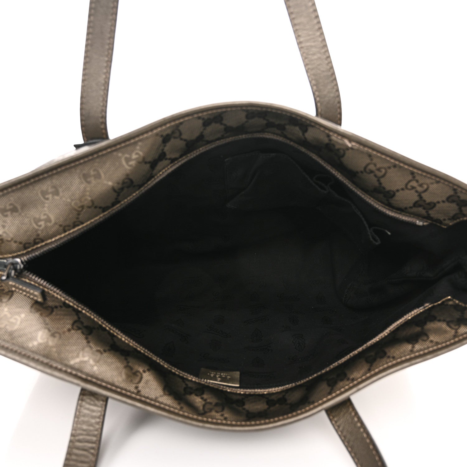 Gucci Imprime Monogram Medium Zippered Shopping Tote Pewter 5 of 11