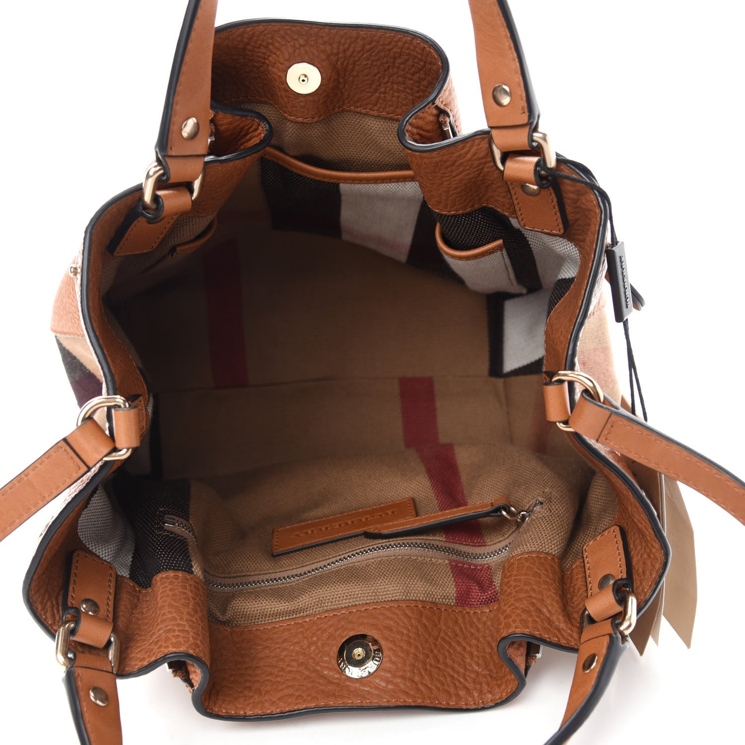 Burberry Grainy Calfskin House Check Small Maidstone Saddle Brown 5 of 11