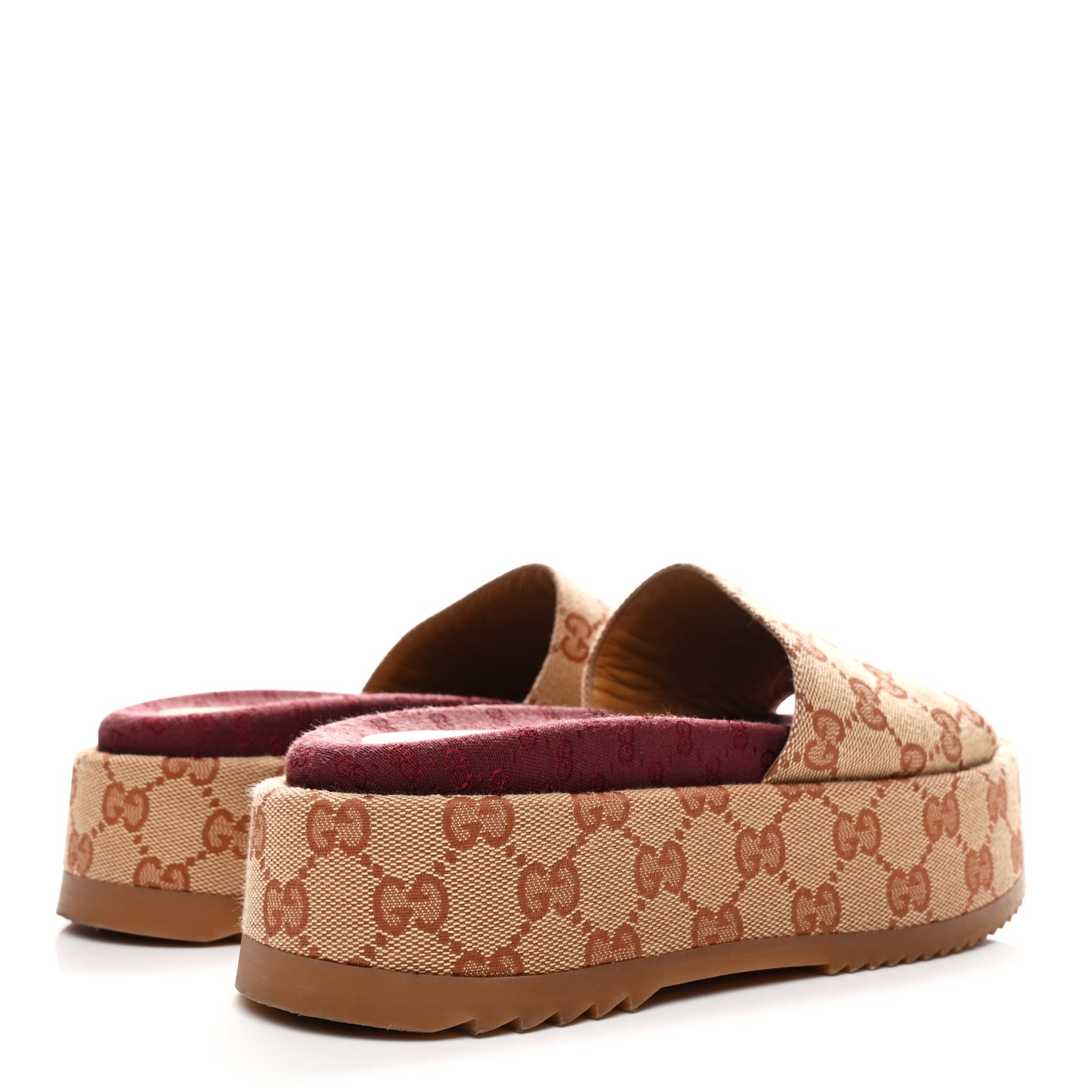 Canvas GG Monogram Angelina Platform Slide Sandals 36 Beige Ruggine