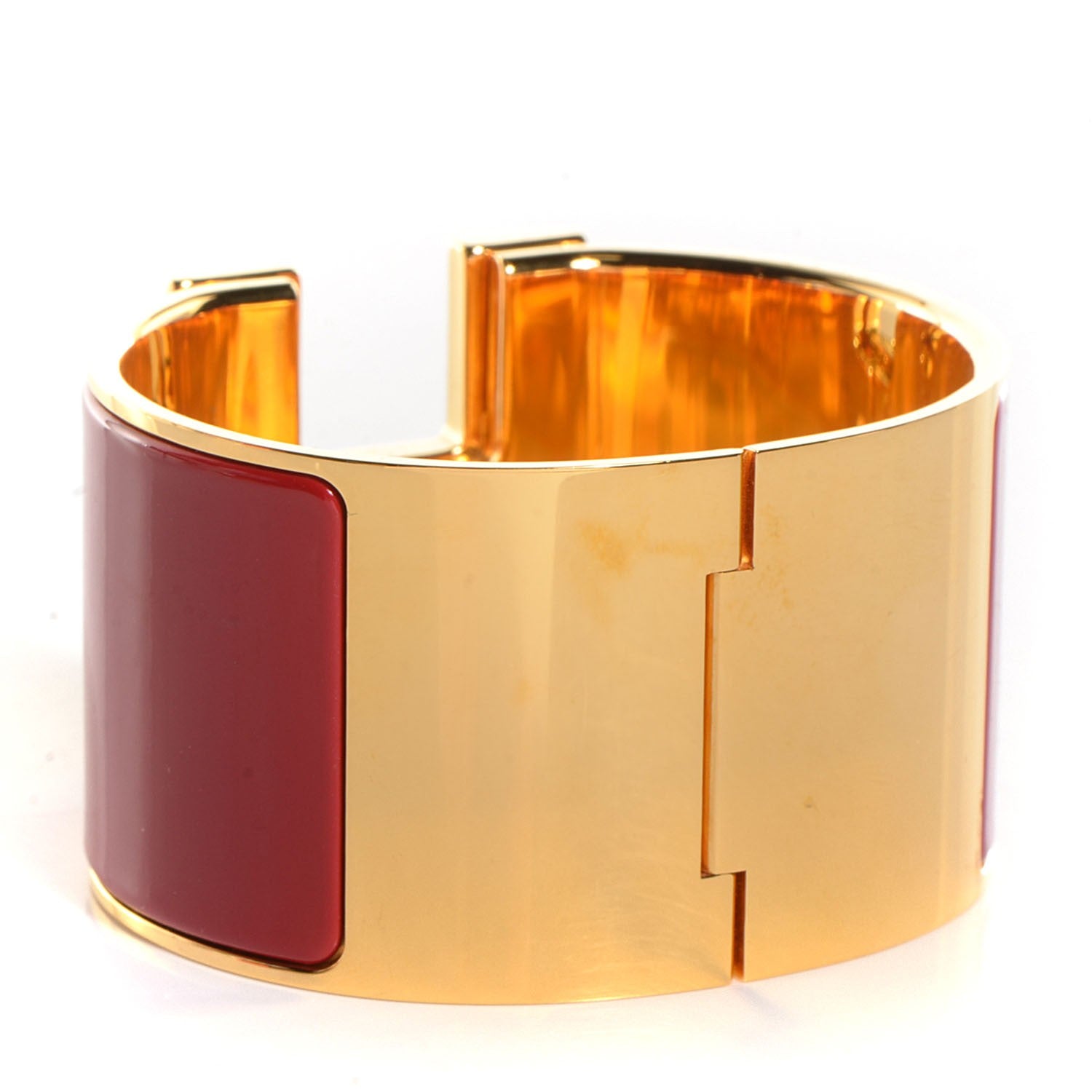 Hermes Enamel Clic H Extra Wide Bracelet PM Red 4 of 7