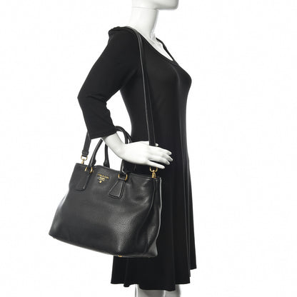 Prada Vitello Daino Tote Black 2 of 9