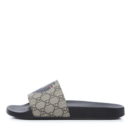 Gucci GG Supreme Monogram Wolf Mens Slide Sandals 8 Beige 1 of 9