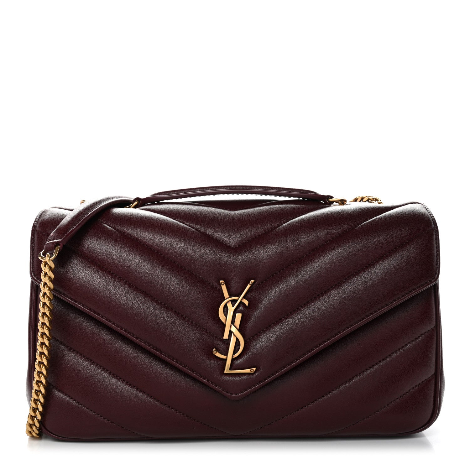 Saint Laurent Lambskin Chevron Quilted Medium LouLou Rouge Cabernet 1 of 11