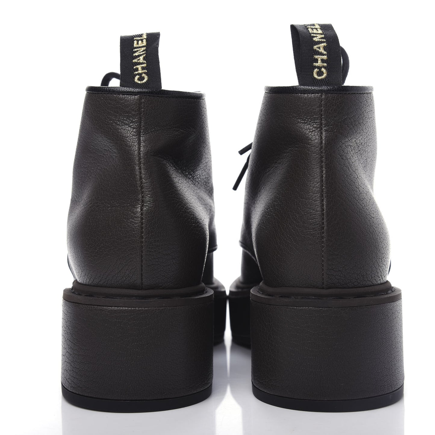 Goatskin Pearl Lace Up CC Short Boots 40 Brown Black